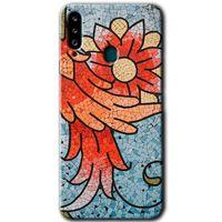 Potkal Hediye Fabrikası Samsung Galaxy A20s HD Baskılı Kılıf + 9D Tam Ekran Koruyucu - Mozaik Çiçek