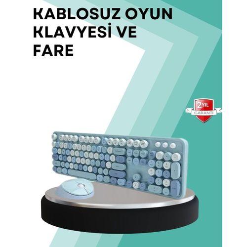 Kablosuz Klavye Ve Mouse Seti – Sessiz Tuş, Retro Tasarım