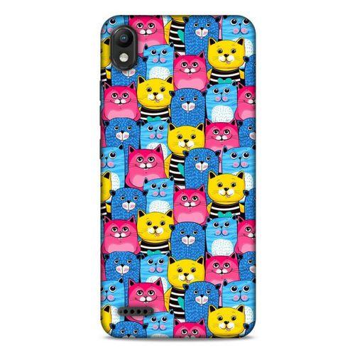 Lopard LG K20 2019 Uyumlu Kılıf Kediler (36) Glitter Kılıf Mavi Pembe