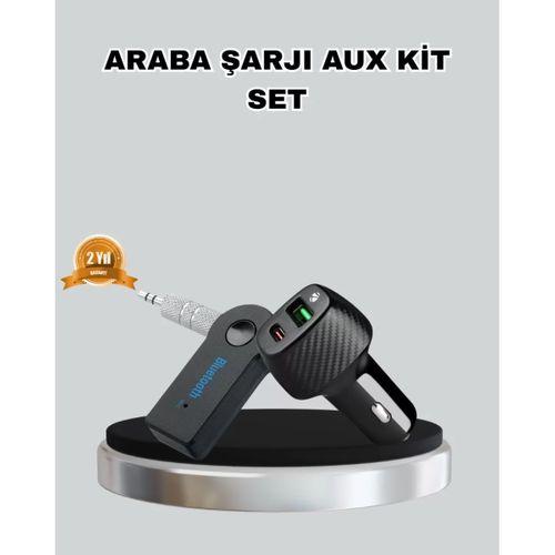 Aux Bluetooth Adaptör Ve 38w Hızlı Araç Şarj Cihazı Seti