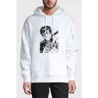 Anime Baskılı Beyaz Erkek Kapşonlu Sweatshirt