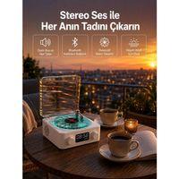 3-1 Kablosuz Bluetooth Hoparlör – Gece Lambalı, Saatli, Retro Tasarım