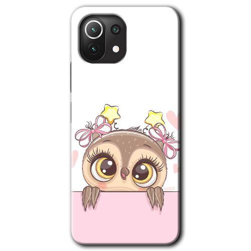 Xiaomi Mi 11 Lite Kılıf Baskılı Kapak - Sevimli Baykuş + 5D Tam Kaplayan Cam