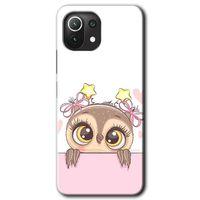 Xiaomi Mi 11 Lite Kılıf Baskılı Kapak - Sevimli Baykuş + 5D Tam Kaplayan Cam