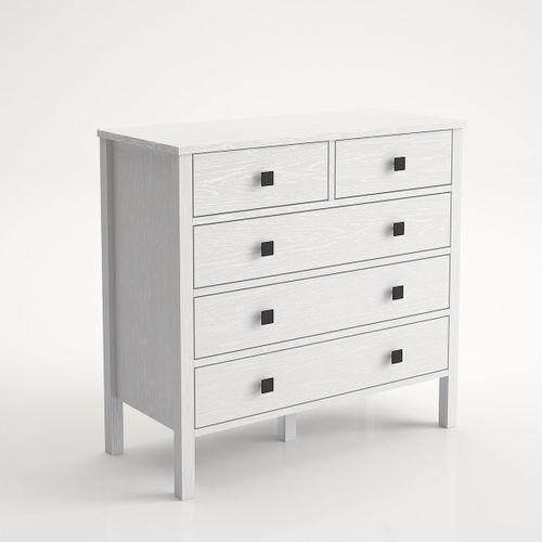 Venezia 5 Çekmeceli Şifonyer Ahşap Ayaklı - Minifiks - Wood Beyaz