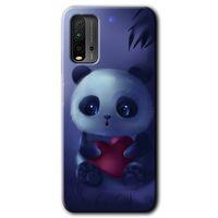 Redmi 9T Kılıf HD Desen Baskılı Arka Kapak - Bebek Panda + Kırılmaz Cam
