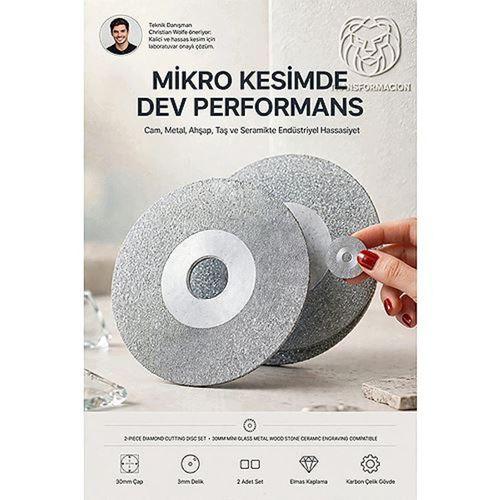 2'li Elmas Kesici Disk Seti 30 mm Mini Cam Metal Ahşap Taş Seramik Kesme Ucu Gravür Uyumlu 723639