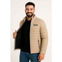 Erkek Mikro Su İtici Kapitone Baskılı Astarlı Fermuarlı Bomber Mont - Bej