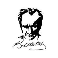 Kemal Atatürk Silueti Ve İmzası Oto Cam Sticker 20*15 Cm Miss Shop
