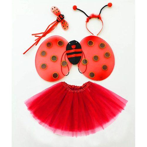 Kırmızı Uğur Böceği Kostüm Seti - Tütü, Kanat, Taç, Asa