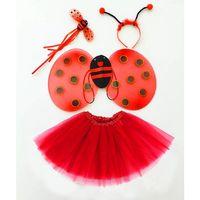 Kırmızı Uğur Böceği Kostüm Seti - Tütü, Kanat, Taç, Asa