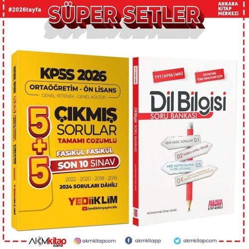 Yediiklim 2026 KPSS Ortaöğretim Önlisans GY GK Çözümlü Son 10 Sınav Çıkmış Sorular ve AKM Dil Bilgisi Soru Bankası Seti 2 Kitap