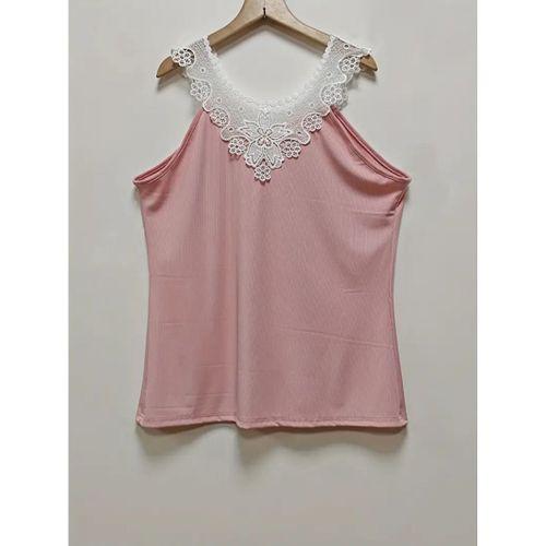 Kadın Kolsuz Dantel Yaka Kaşkorse Bluz