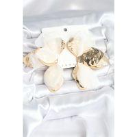 Pirinç Gold Renk Beyaz Tüllü Lotus Kadın Küpe