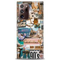 Samsung Galaxy Note 20 Ultra Kılıf HD Baskılı Kılıf - Pink Motel + Tam Ekran Koruyucu