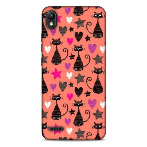 Lopard LG K20 2019 Uyumlu Kılıf Kediler (10) Full Koruma Kılıfı Kalpli Kedi