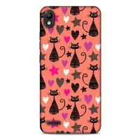 Lopard LG K20 2019 Uyumlu Kılıf Kediler (10) Full Koruma Kılıfı Kalpli Kedi