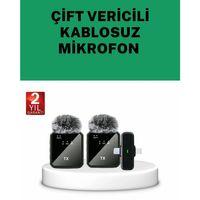 Canlı Yayın Ve Video Çekimleri İçin Çiftli Kablosuz Yaka Mikrofon
