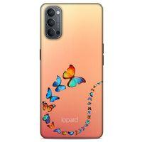 Oppo Reno 4 Kılıf Kelebek Etkisi (47) Crystal Flex Kılıf Fuşya Sarı