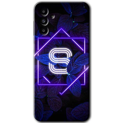 Samsung Galaxy A13 5G Kılıf HD Desen Baskılı Arka Kapak + Temperli Cam - Dark Neon Yaprak S Harfi