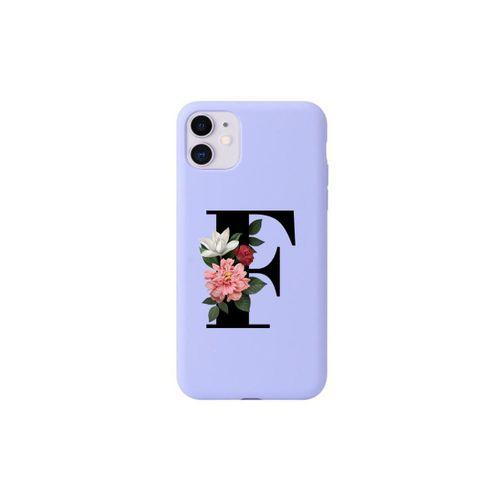 iPhone 11 Siyah Çiçekli F Harfli Telefon Kılıfı