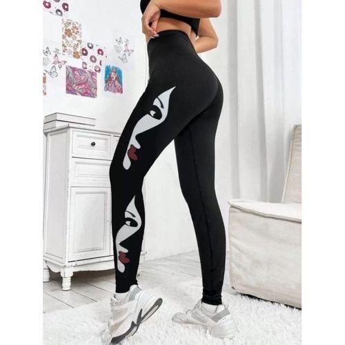Pilelistore Kadın Yüz Baskılı Dalgıç Kumaş Tayt