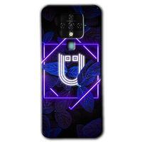 MRCİLETİSİM Tecno Camon 16 Kılıf HD Desen Baskılı Arka Kapak+Temperli Cam - Dark Neon Yaprak Ü Harfi