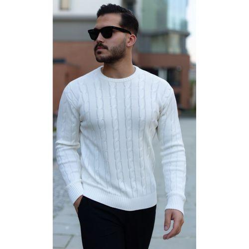 Erkek Örgü Desen Bisiklet Yaka Kazak