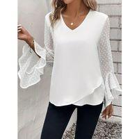 Kadın Uzun Kollu V Yakalı Kolları Ispanyol Detayı Sandy Bluz