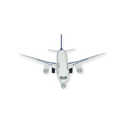 Çek Bırak Sesli Işıklı Metal Uçak - 180 - Mavi