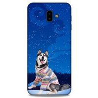 Samsung Galaxy J6 Plus Kılıf Köpek Kıyafetleri (45) Liquid Air Kılıf Husky Renkli Süveter