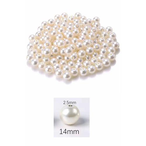 1.000 gram (1 kg.) 14mm Krem Renk Plastik İnci Boncuk Çanta ve Takı Yapım Boncuğu (~540 adet)