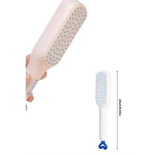 Kendi Kendini Temizleyen Otomatik Tuşlu Saç Tarağı Dolaşık Açıcı Masaj Fırçası Silikon Fırça