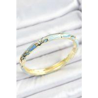 Mineli Pirinç Mavi Desenli Gold Renk Kadın Kelepçe