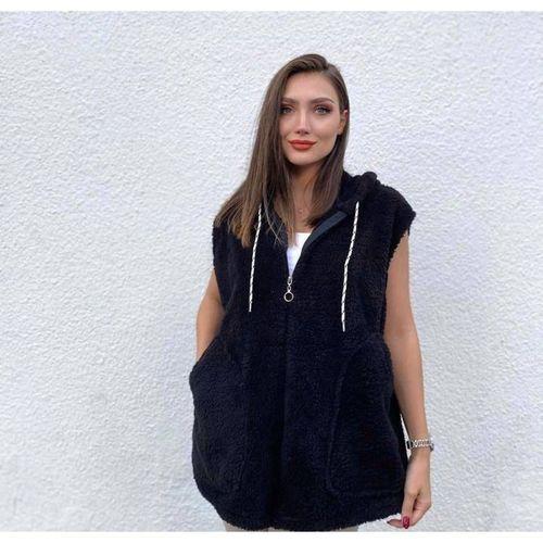 Kadın Kapüşon Ve Fermuar Detay Welsoft Kolsuz Yelek