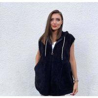 Kadın Kapüşon Ve Fermuar Detay Welsoft Kolsuz Yelek