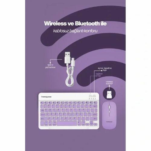 Mor Kablosuz Klavye Ve Mouse Seti
