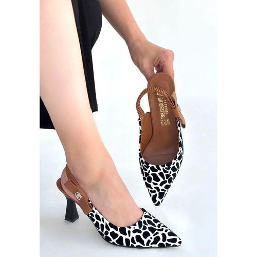 Toran Siyah Rugan Siyah Süet Detaylı Topuklu Ayakkabı