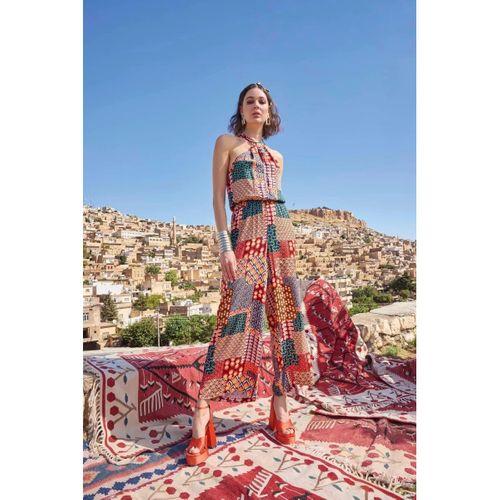 Etnik Desenli Saten Tulum