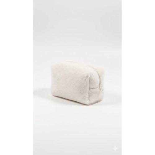 Peluş Yumuşacık Makyaj Çantası - Kozmetik Organizeri Ekru