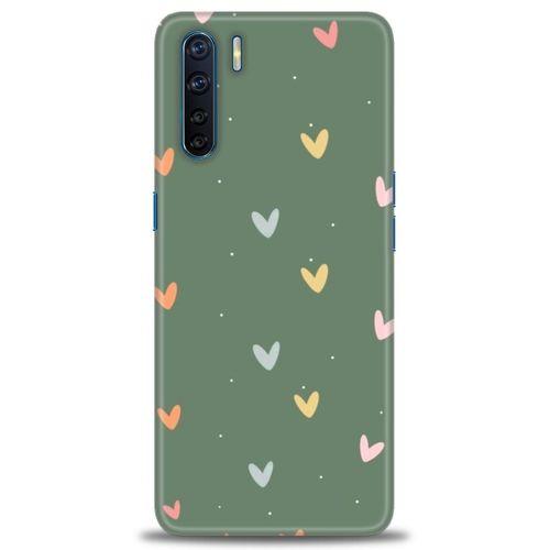 Oppo A91 / Reno 3 Kılıf HD Baskılı Kılıf - Soft Kalpler + Tam Ekran Koruyucu