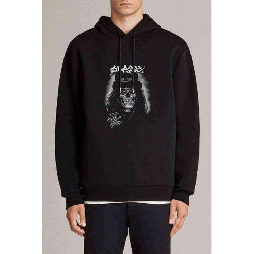 SLASH SKULL METAL ROCK Baskılı Siyah Erkek Kapşonlu Sweatshirt