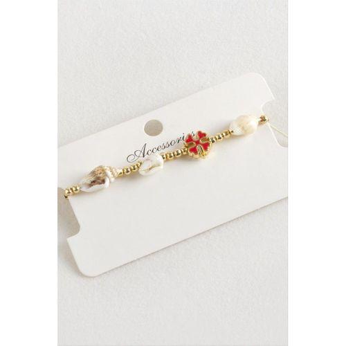 Yonca Deniz Kabuğu İnci Makrome İp Bileklik