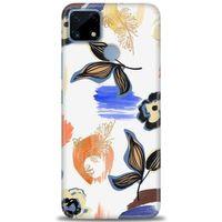 Realme C25s Kılıf HD Baskılı Kılıf - Mavi Yapraklar + Tam Ekran Koruyucu