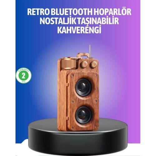 Vintage Tasarımlı Bluetooth Hoparlör Uzun Pil Ömürlü Ve Fm Destekli