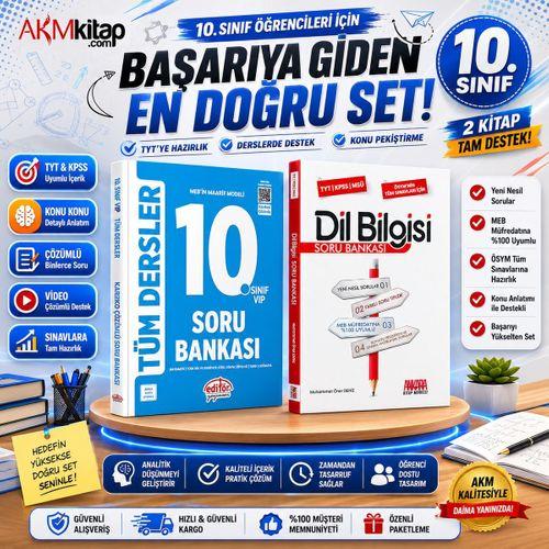 Editör Yayınları 10.Sınıf VİP Tüm Dersler ve AKM Dil Bilgisi Soru Bankası Seti 2 Kitap