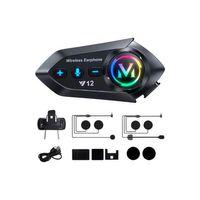Y12  Motor Kask Kulaklık Rgb Modlu Radyolu Motosiklet Kulaklık 5 3 Bluetooth Intercom