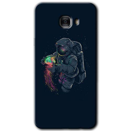 Potkal Hediye Fabrikası Samsung Galaxy C7 Pro HD Baskılı Kılıf + 9D Tam Ekran Koruyucu - Astronot Kıyafeti