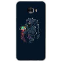 Potkal Hediye Fabrikası Samsung Galaxy C7 Pro HD Baskılı Kılıf + 9D Tam Ekran Koruyucu - Astronot Kıyafeti