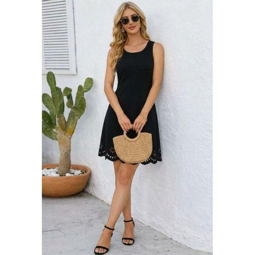 Kadın Askılı Yuvarlak Yakalı çiçek Desenli Ithal Krep Kısa Elbise